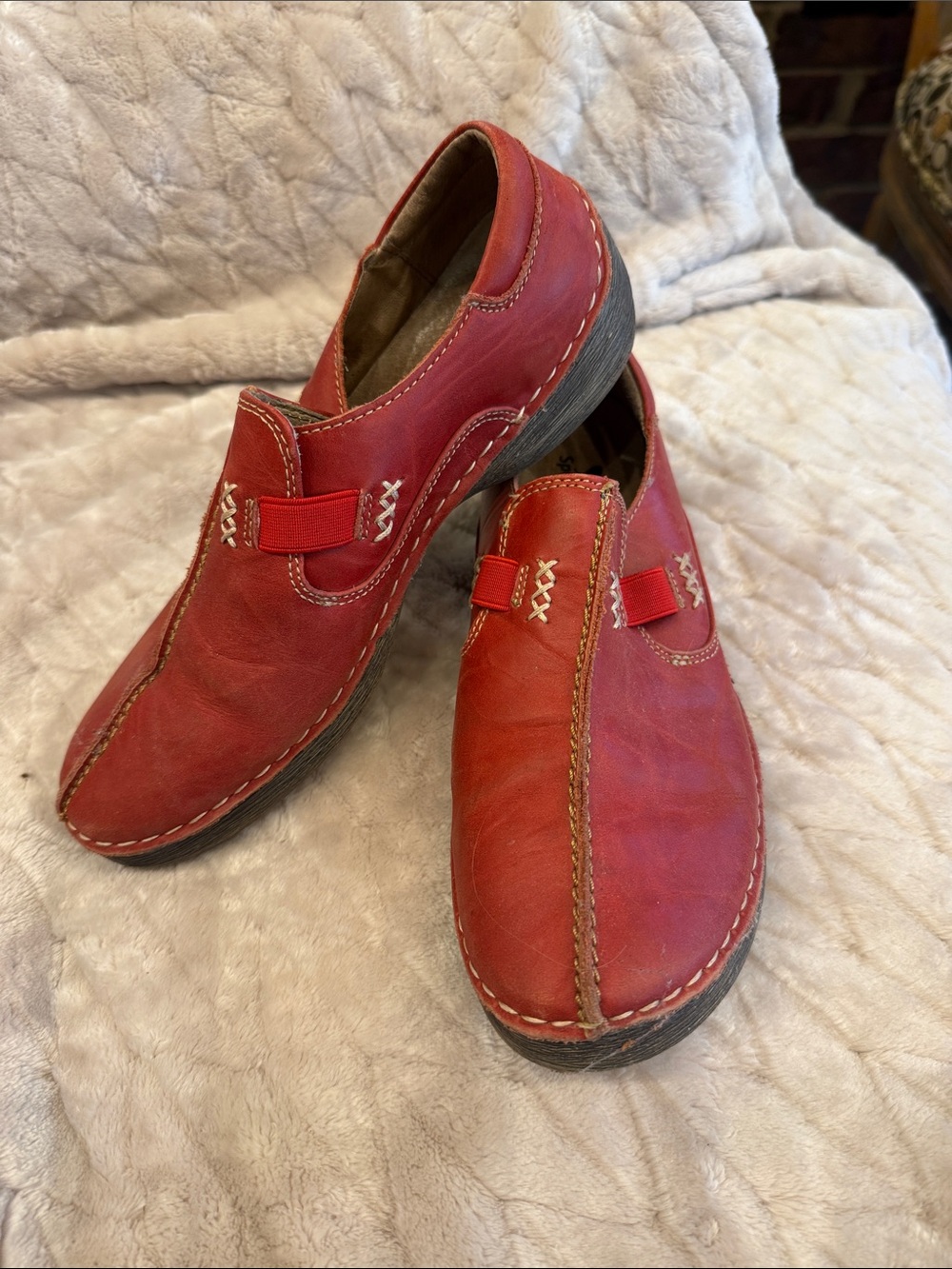 Spring Step Red Leather Slip-On Loafers